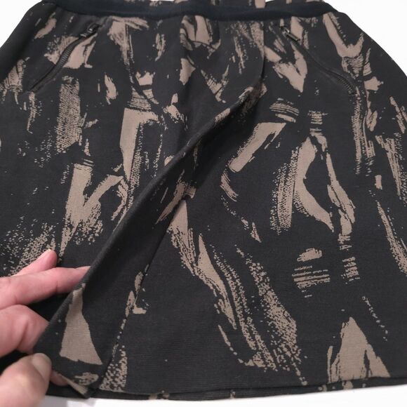 Y2K Vera Wang Knee Skirt Sz6 28W 90s Punk Rock Grunge Camo Zippers Black Brown - Picture 10 of 12